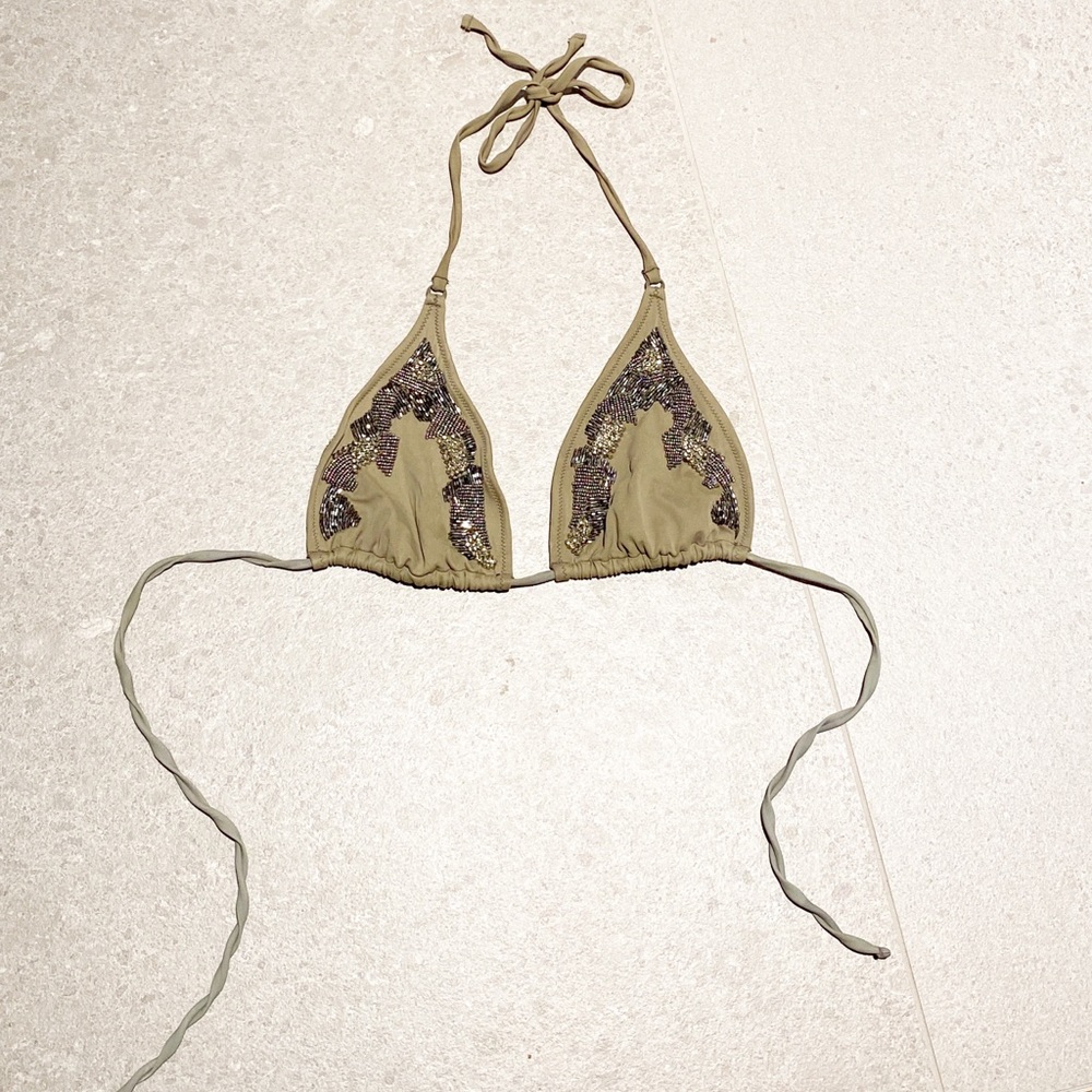 All Saints embellished Triangle bikini top